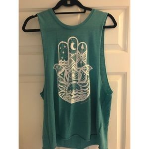 Teal graphic tank
